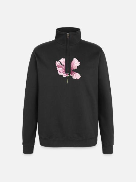 fleur - Sweat à zip 1/4 - noir