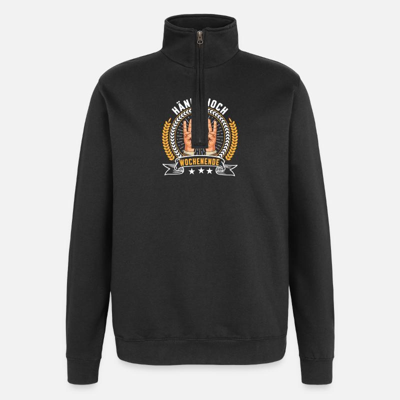 Hände hoch Wochenende - Quarter-Zip-Sweatshirt - Schwarz