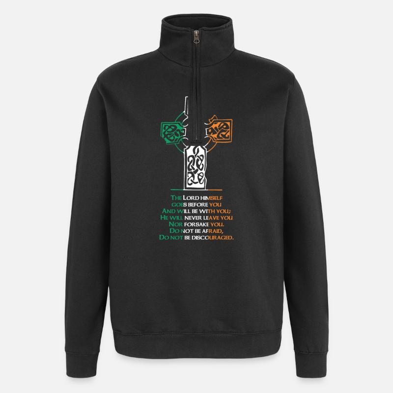 Keltisches Kreuz - Quarter-Zip-Sweatshirt - Schwarz