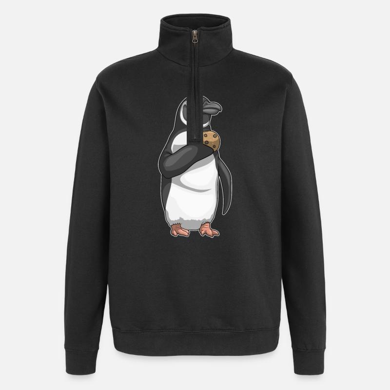 Pinguin Cookie - Quarter-Zip-Sweatshirt - Schwarz