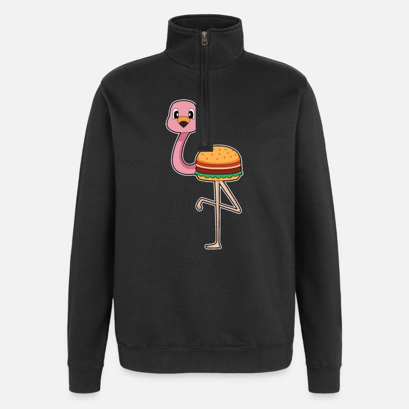 Flamingo Burger - Quarter-Zip Sweatshirt - black