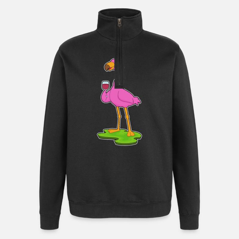Flamingo Rotwein - Quarter-Zip-Sweatshirt - Schwarz