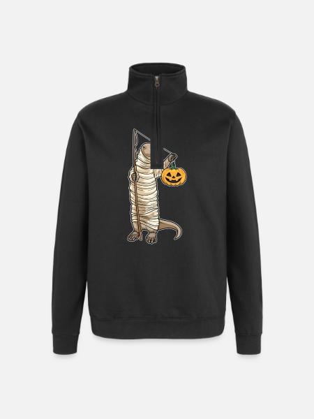 Otter Halloween Fishing - Quarter-Zip Sweatshirt - black