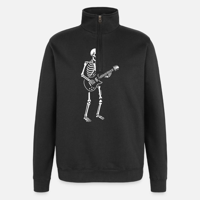 Illustration d'un guitariste squelette - Sweat à zip 1/4 - noir