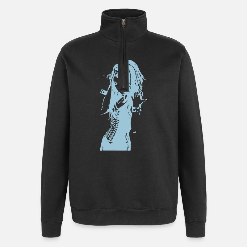 Blaue Silhouette - Quarter-Zip-Sweatshirt - Schwarz