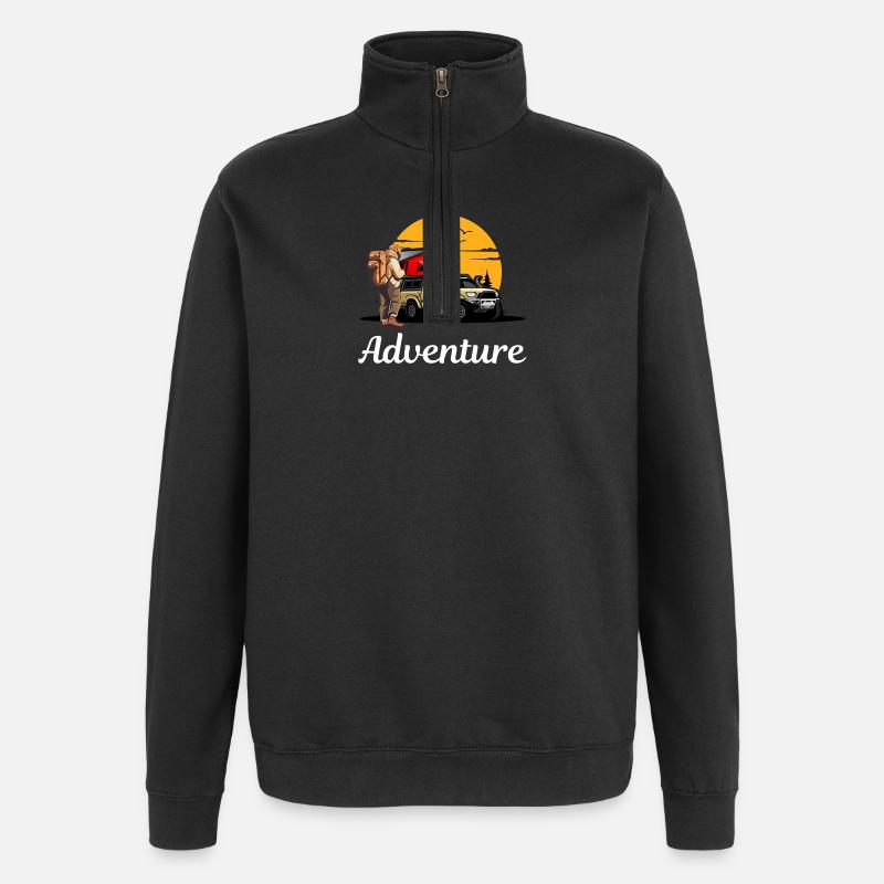 Abenteuerpfad Campingroadtrip - Quarter-Zip-Sweatshirt - Schwarz
