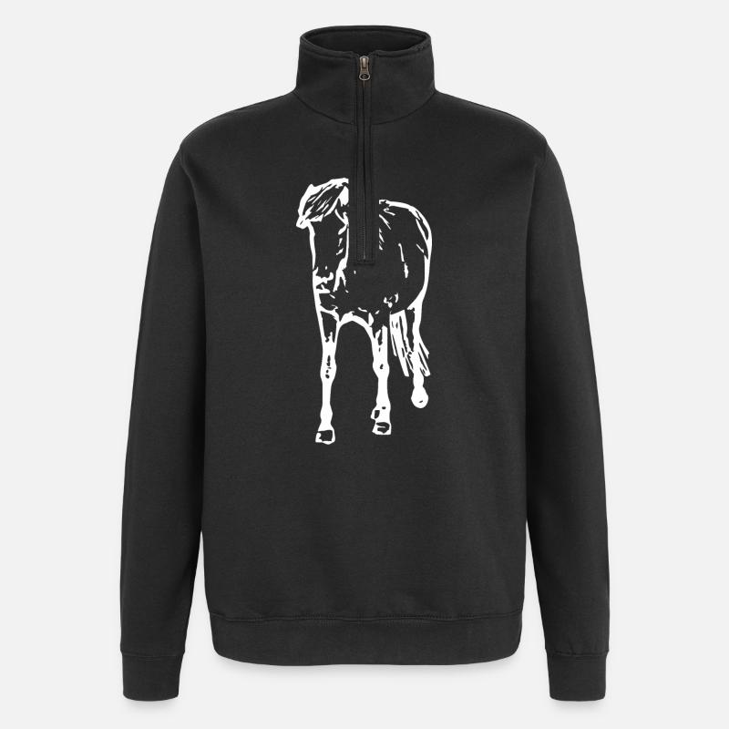 Pferde T-shirt Geschenk Reiter  - Quarter-Zip-Sweatshirt - Schwarz
