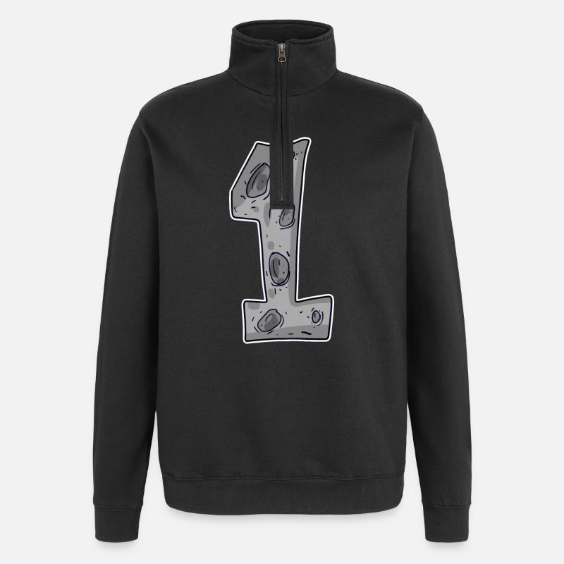 1 - Erster Eins Mond - Quarter-Zip-Sweatshirt - Schwarz