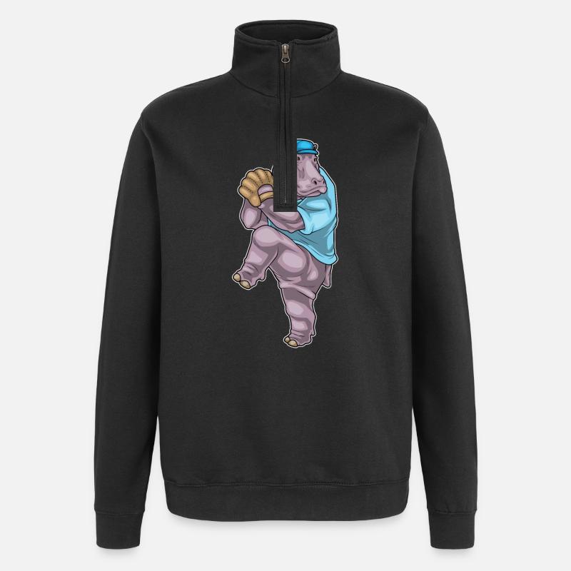 Hippopotamus Gant de baseball - Sweat à zip 1/4 - noir