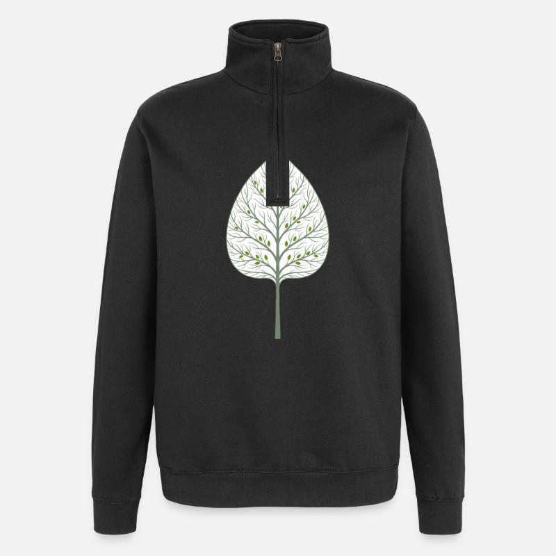 Verborgener Baum im Blatt - Quarter-Zip-Sweatshirt - Schwarz