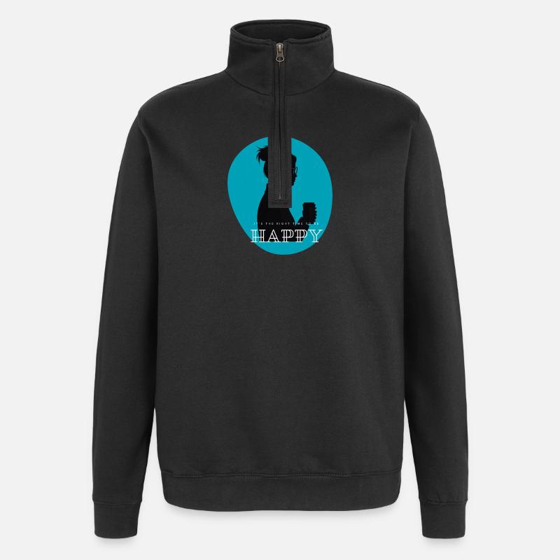 It´s time to be happy - Quarter-Zip-Sweatshirt - Schwarz