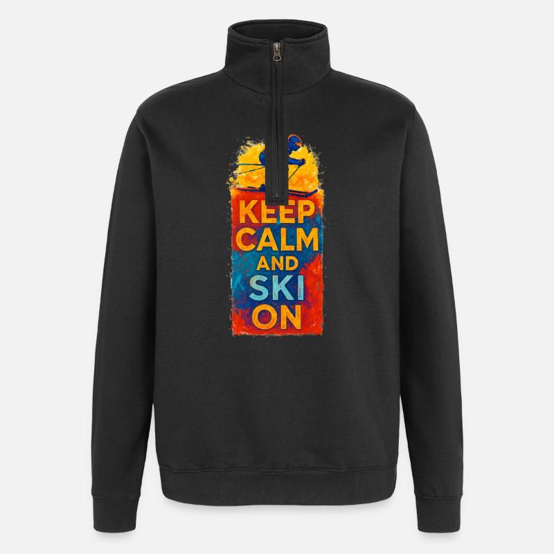 Keep Calm and Ski On - Quarter-Zip Sweatshirt - black