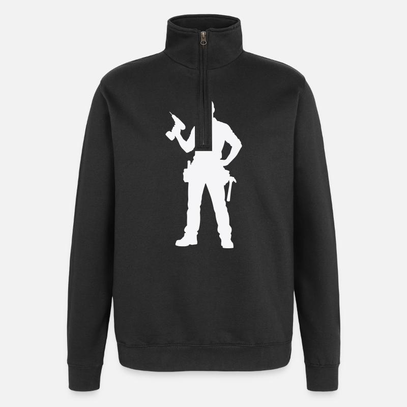 Craftsman silhouette with tools - Quarter-Zip Sweatshirt - black