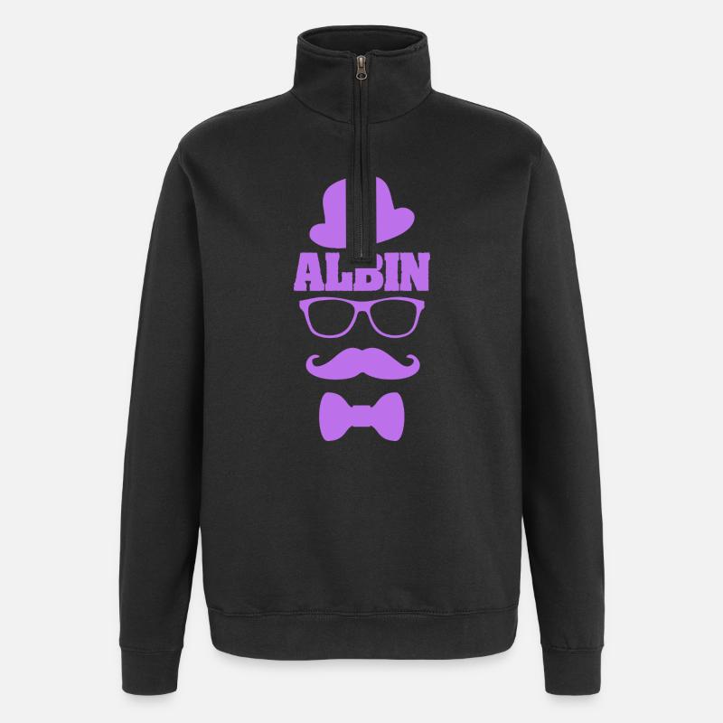 Cadeau pour Albin - Sweat à zip 1/4 - noir