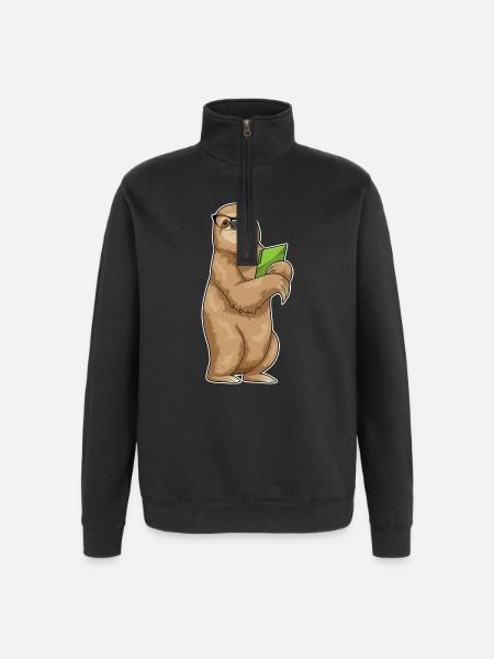 Sloth Secretary Folder Office - Quarter-Zip Sweatshirt - black