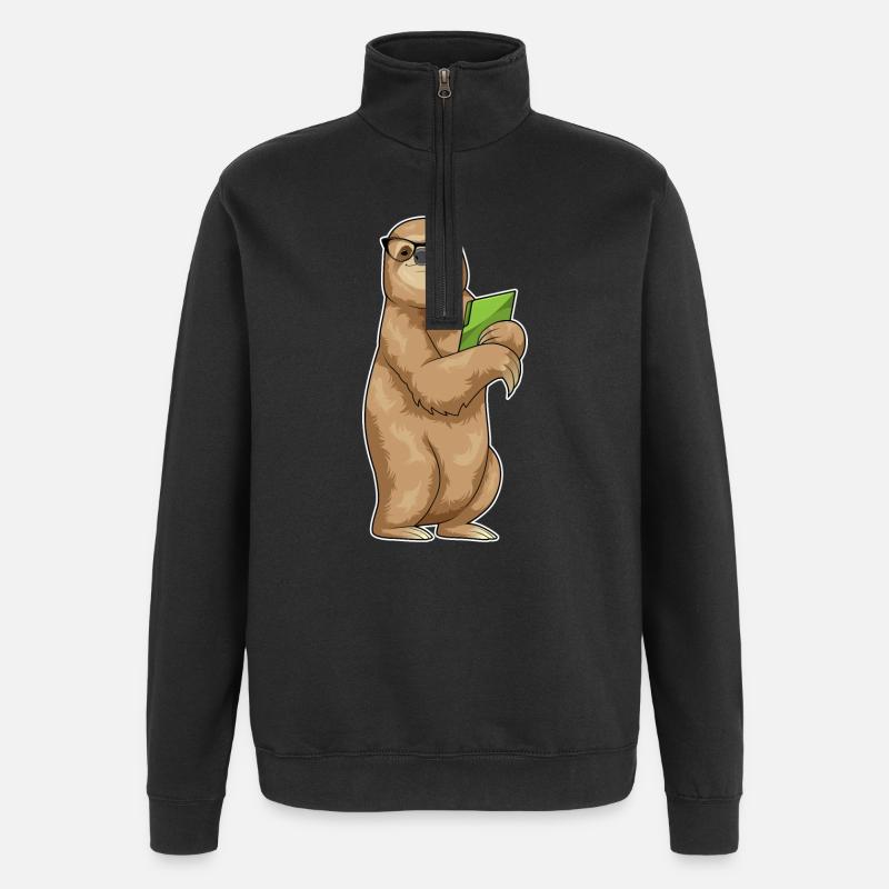 Sloth Secretary Folder Office - Quarter-Zip Sweatshirt - black