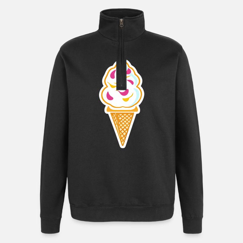 Eis, Eiscreme - Quarter-Zip-Sweatshirt - Schwarz