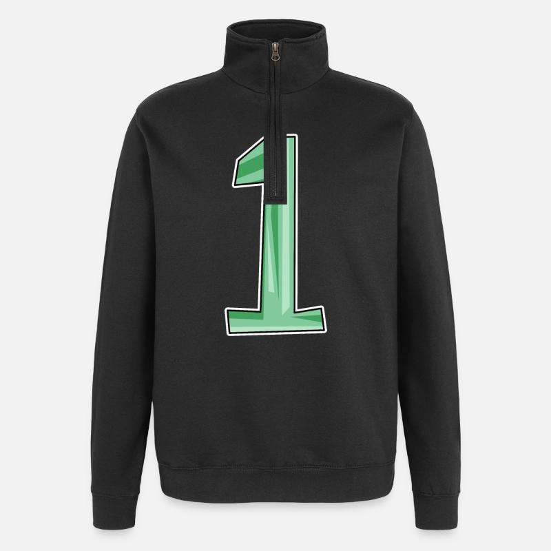 1 vert - Sweat à zip 1/4 - noir