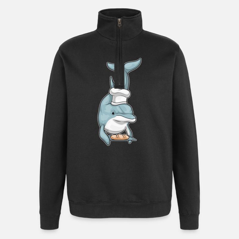 Delfin Bäcker Brot - Quarter-Zip-Sweatshirt - Schwarz