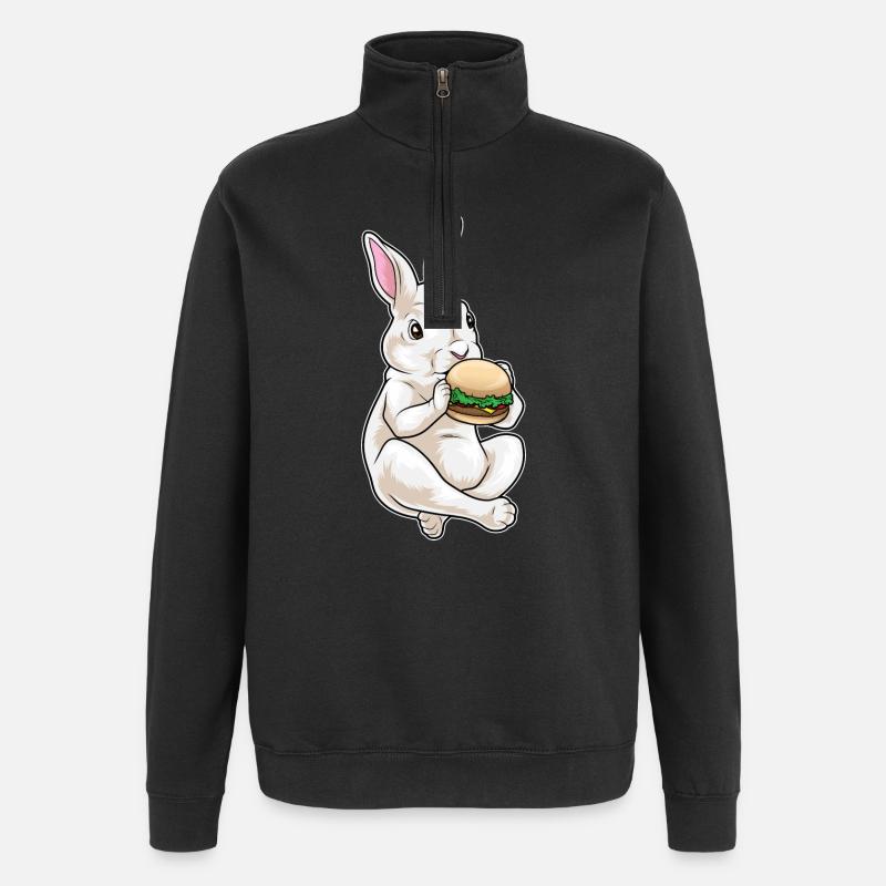 Hase Cheeseburger - Quarter-Zip-Sweatshirt - Schwarz