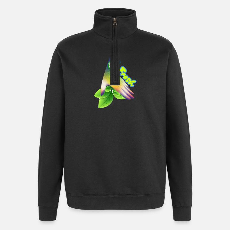 Fresh Gradient Leaf Clock Design - Quarter-Zip Sweatshirt - black