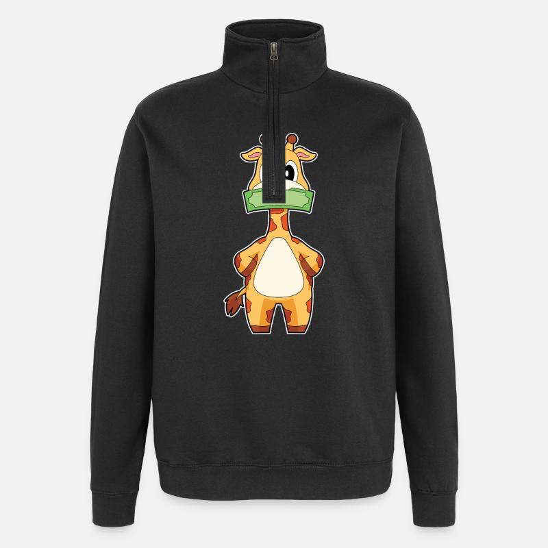 Giraffe Banknote - Quarter-Zip Sweatshirt - black