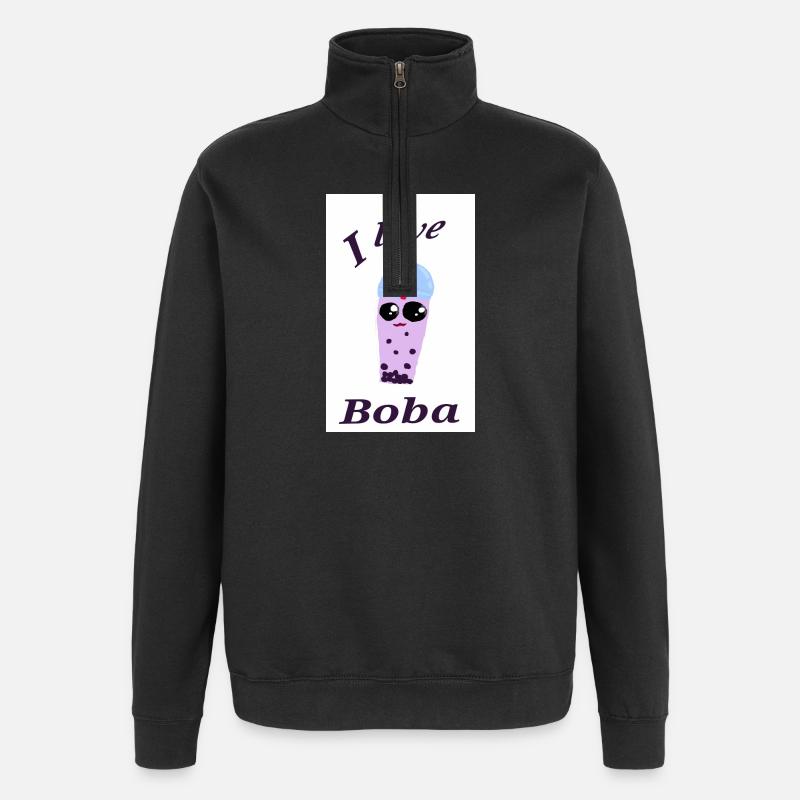 Lustige Bubble Tea Illustration - Quarter-Zip-Sweatshirt - Schwarz