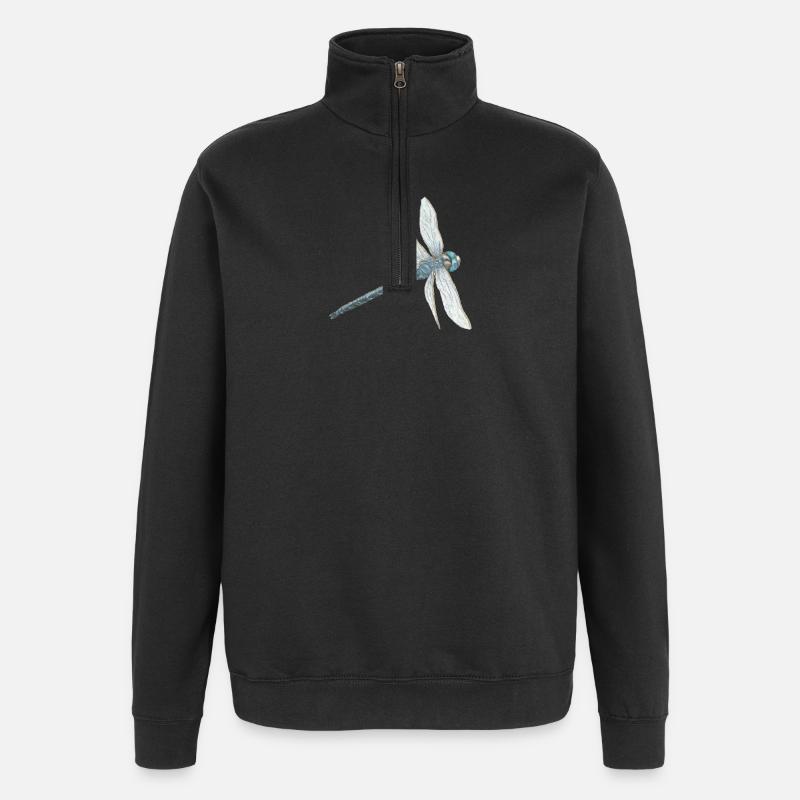 Illustration de libellule sarcelle - Sweat à zip 1/4 - noir