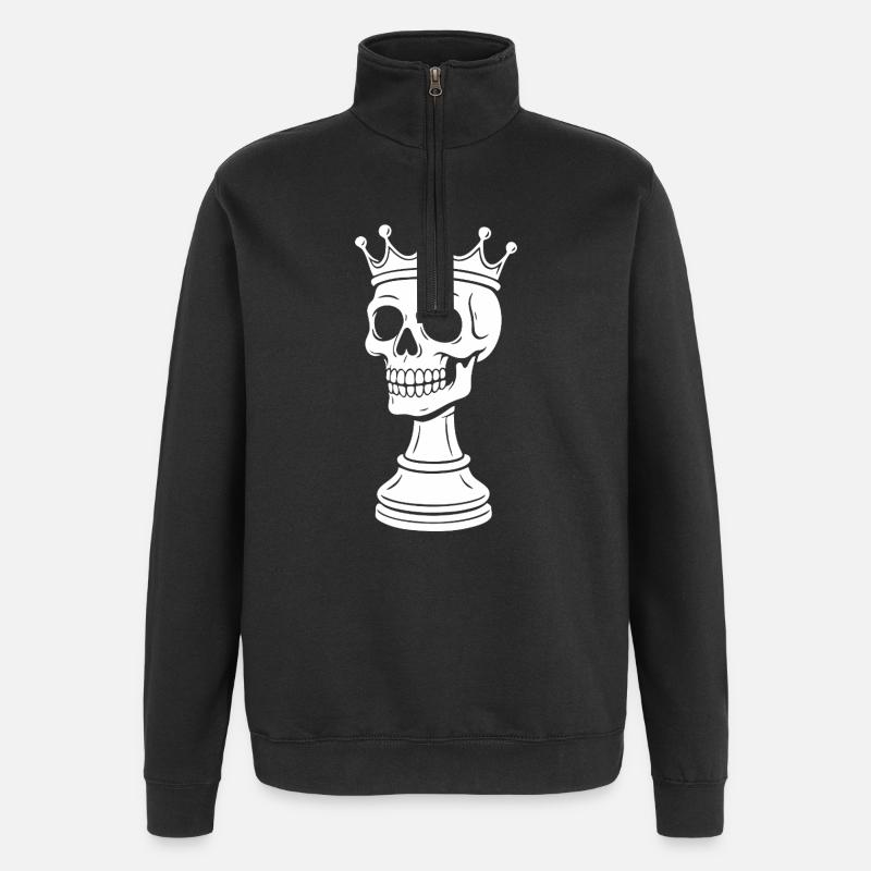 Chess King Skeleton Design - Quarter-Zip Sweatshirt - black