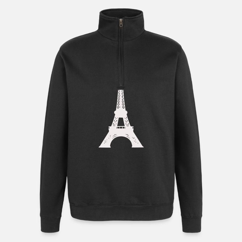 Eiffelturm Silhouette Druck - Quarter-Zip-Sweatshirt - Schwarz