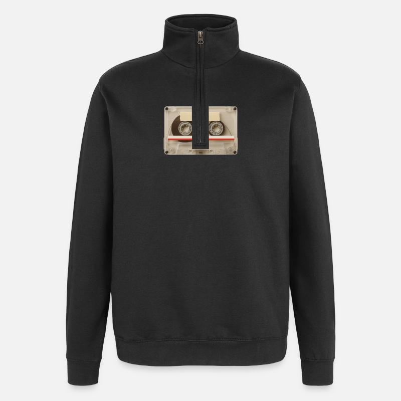 Transparent Cassette – Retro Mixtape - Quarter-Zip Sweatshirt - black