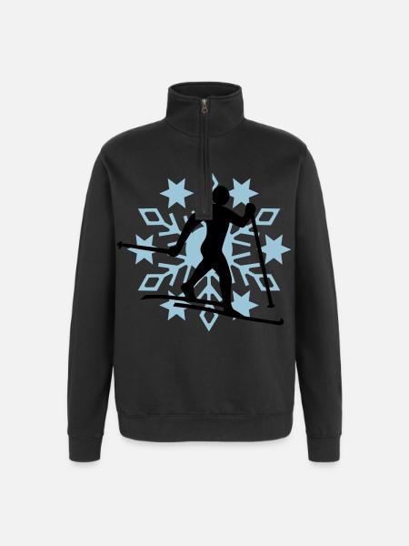 Cross-country snow flake - Quarter-Zip Sweatshirt - black