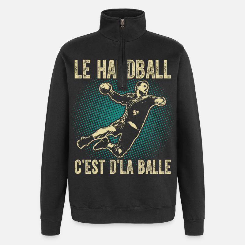 Le handball c'est d'la balle - Sweat à zip 1/4 - noir