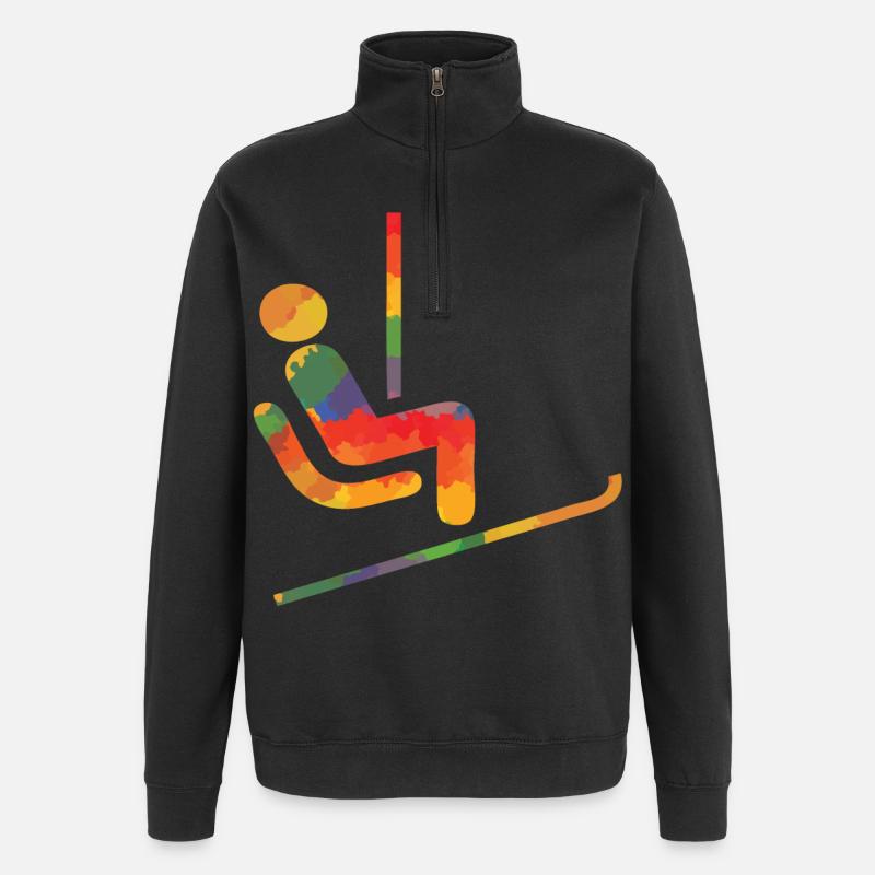 Farbiger Ski Läufer - Quarter-Zip-Sweatshirt - Schwarz