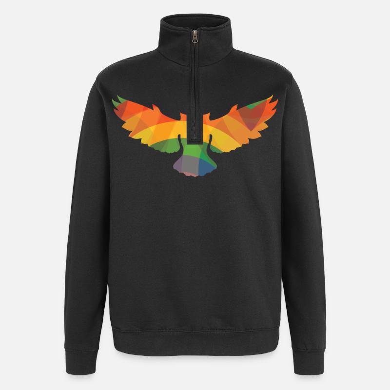 Farbige Eule - Quarter-Zip-Sweatshirt - Schwarz