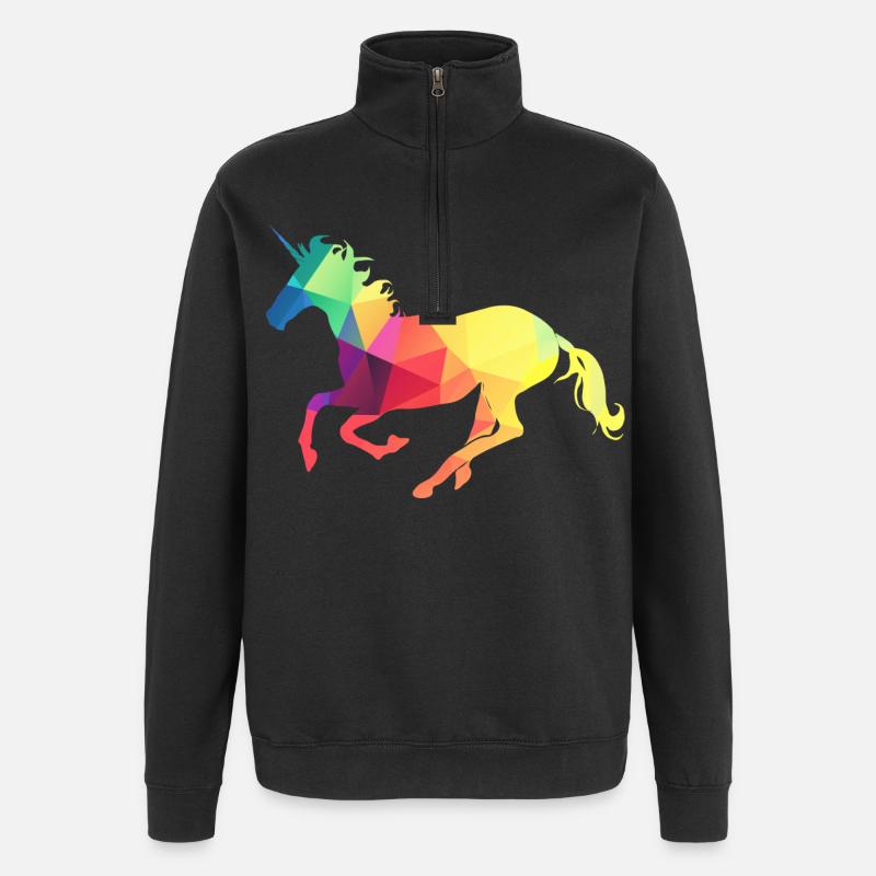 Buntes Einhorn - Quarter-Zip-Sweatshirt - Schwarz