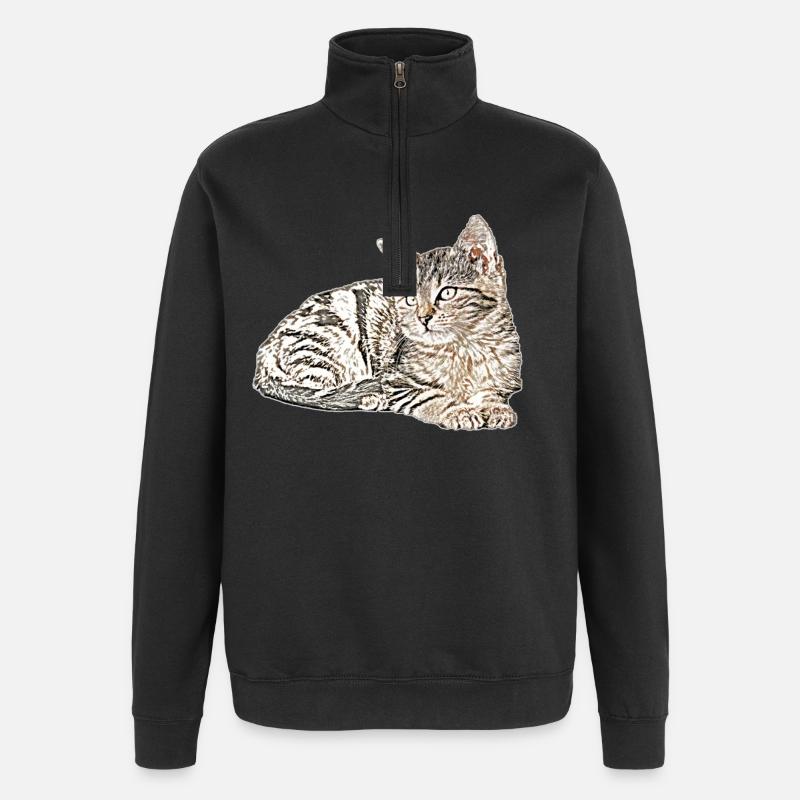 Süsse katze - Quarter-Zip-Sweatshirt - Schwarz