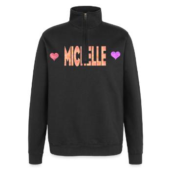 Michelle - Sweat à zip 1/4 - noir - Devant - AI Model Female 172 light (172cm) & AI Model Male 178 dark (178cm)