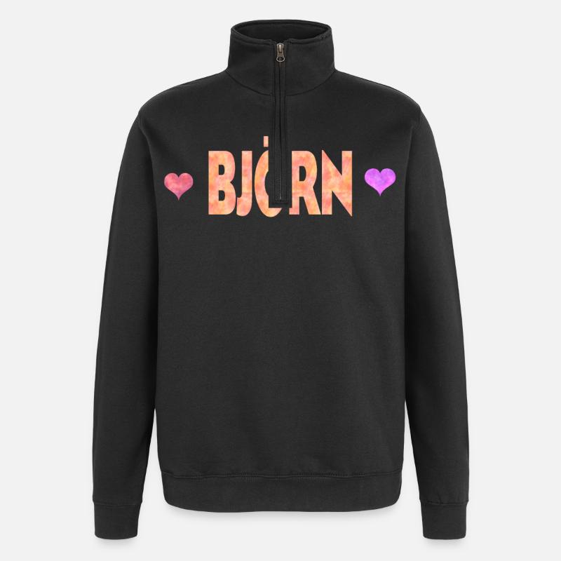 Bjorn - Sweat à zip 1/4 - noir