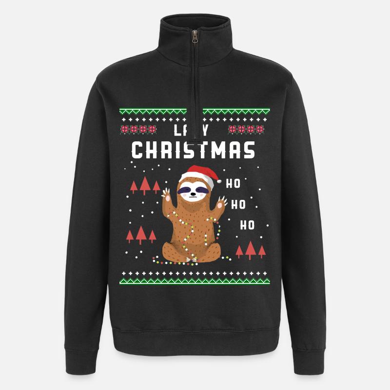 Lazy Noël / indolence / cadeaux - Sweat à zip 1/4 - noir