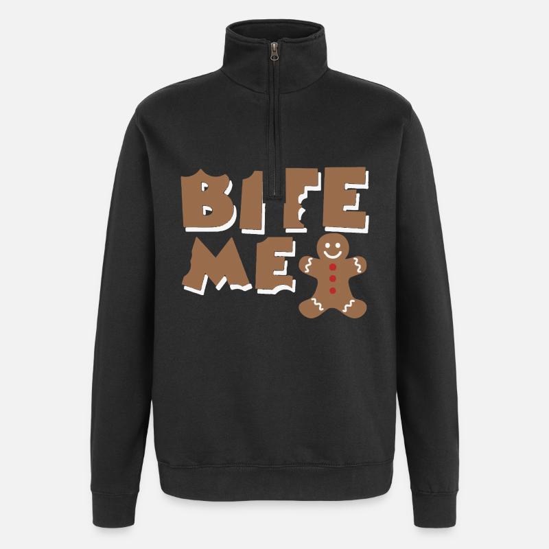 bite me - Quarter-Zip-Sweatshirt - Schwarz