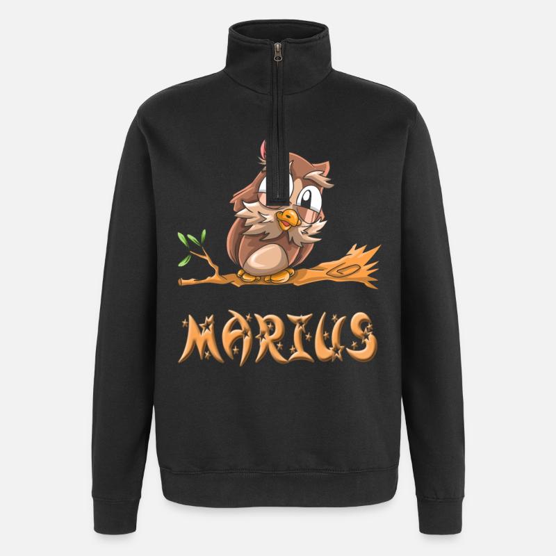 Eule Marius - Quarter-Zip-Sweatshirt - Schwarz