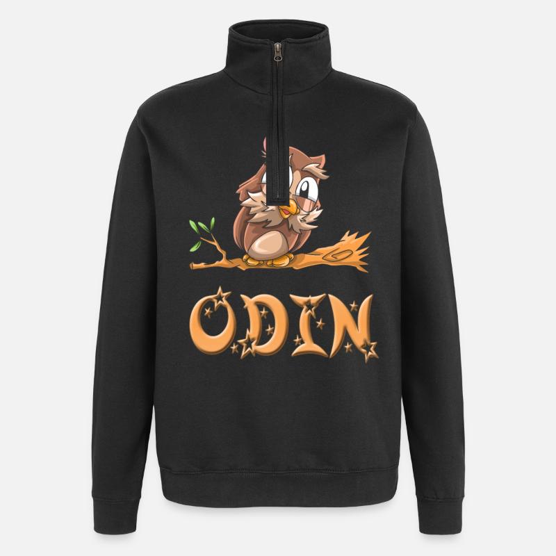 Eule Odin - Quarter-Zip-Sweatshirt - Schwarz