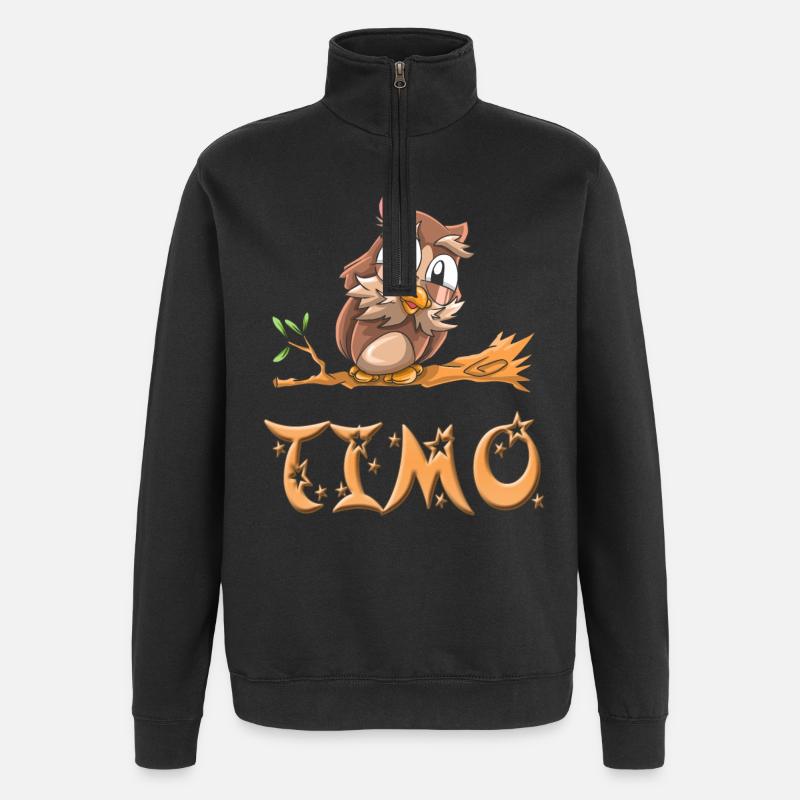 Eule Timo - Quarter-Zip-Sweatshirt - Schwarz