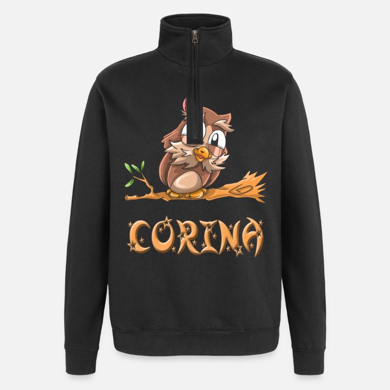 Owl Corina - Quarter-Zip Sweatshirt - black