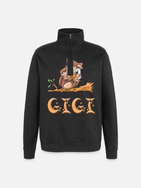 Owl Gigi - Quarter-Zip Sweatshirt - black