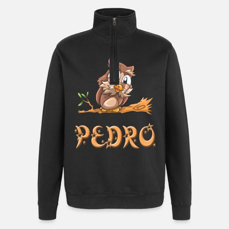 Eule Pedro - Quarter-Zip-Sweatshirt - Schwarz
