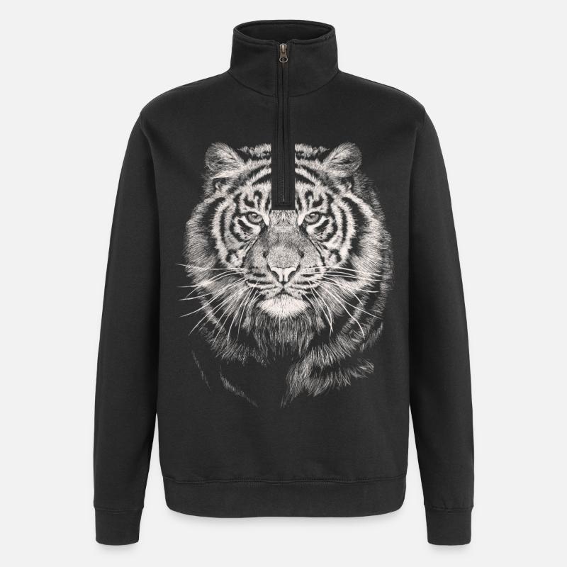Tiger - Sweat à zip 1/4 - noir