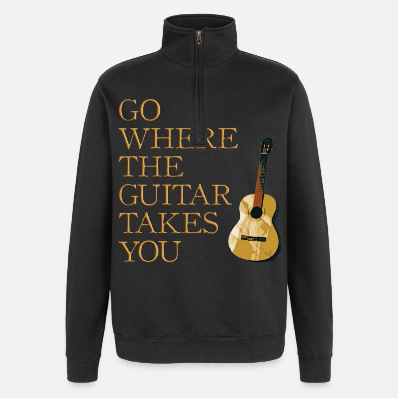 Gitarren Weg - Quarter-Zip-Sweatshirt - Schwarz
