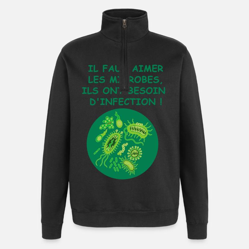 Les microbes - Sweat à zip 1/4 - noir